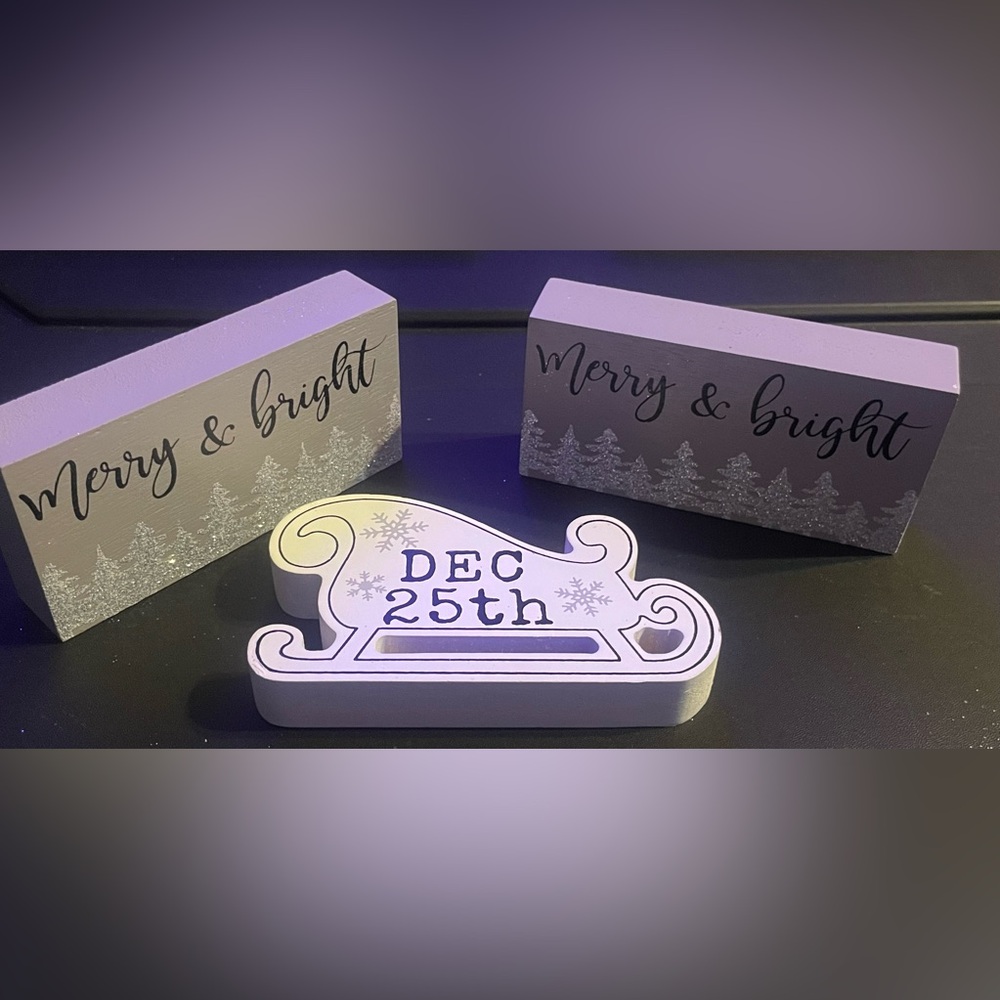 Festive Holiday Decor Blocks! Set of 3! NEW!